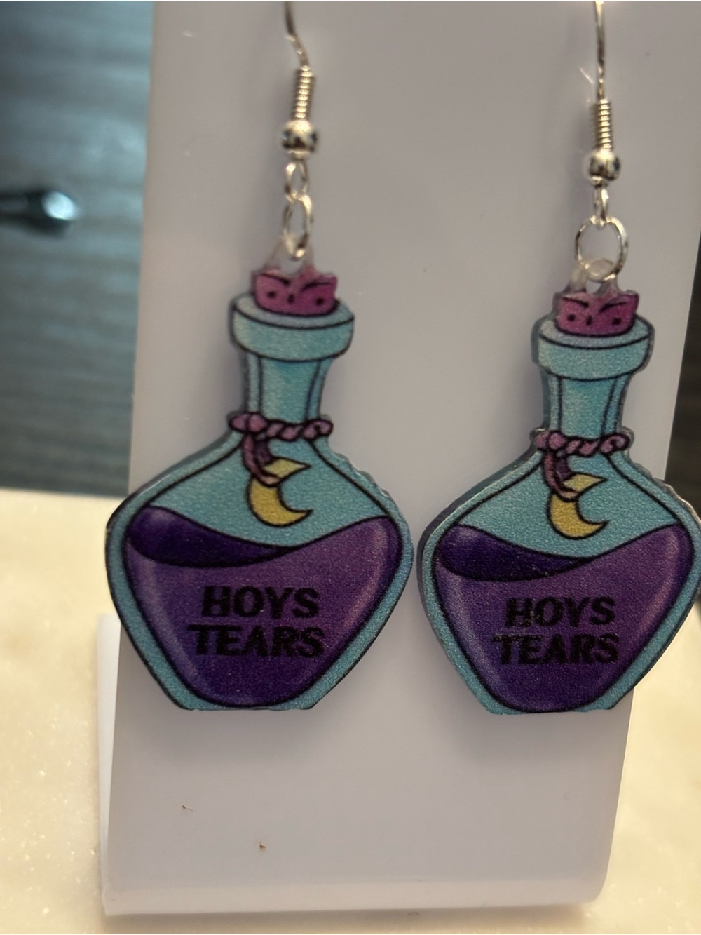 Boys Tears Potion Bottle — Flat Printed Acrylic Dangle Earrings